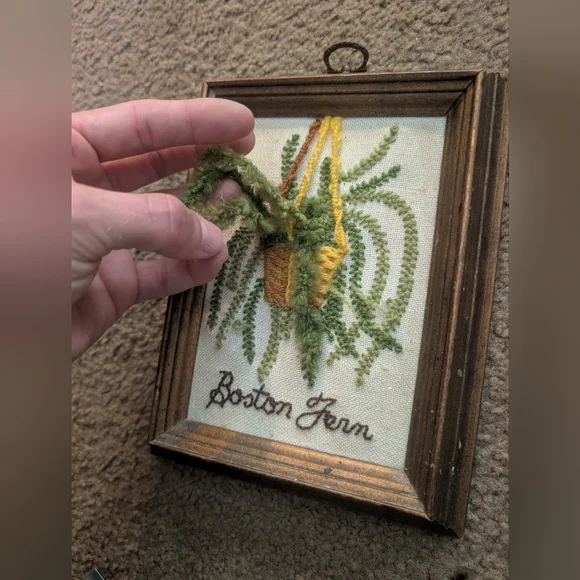 Frame Denim Green and Yellow Textile Botanical Wall Hanging - Picture 2 of 5